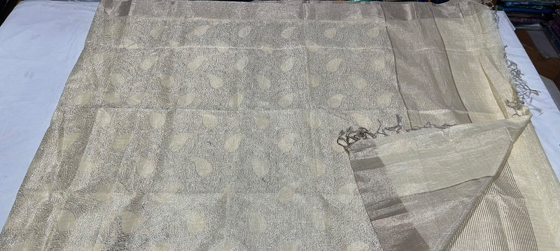 Cream semi tissue saree