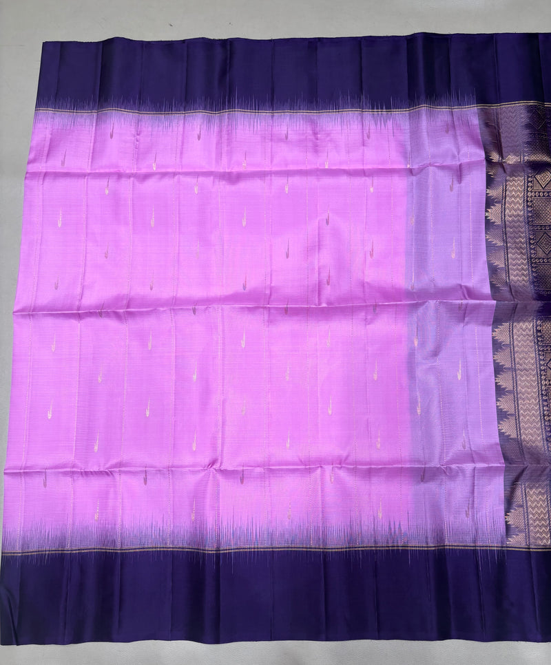 Leelavathi purple handloom softsilk saree - Pure silk saree- Contrast color