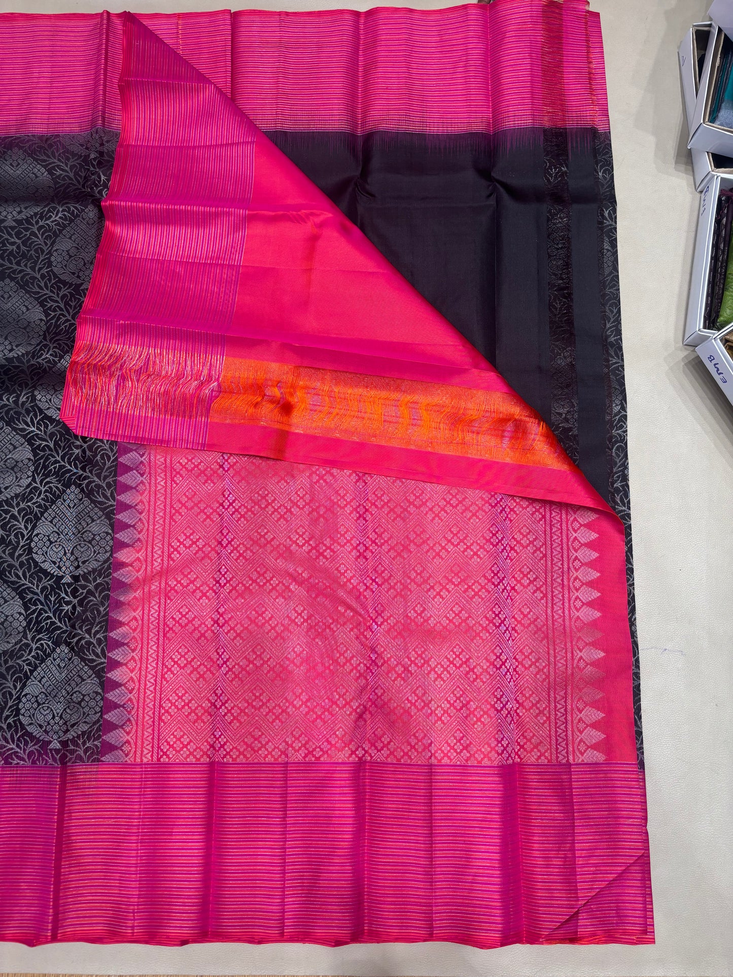 Tharvya handloom softsilk saree - Pure silk saree - all self contrast- ASC1101