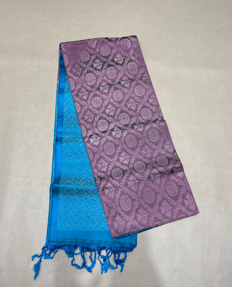 Kalai purple brocade bridal softsilk saree - Pure silk saree
