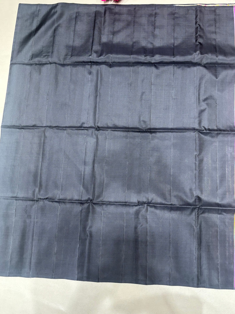 Karunya Black & multicolor handloom softsilk saree - Pure silk saree