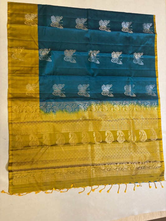 Ramani peacock blue handloom softsilk saree - Pure silk saree