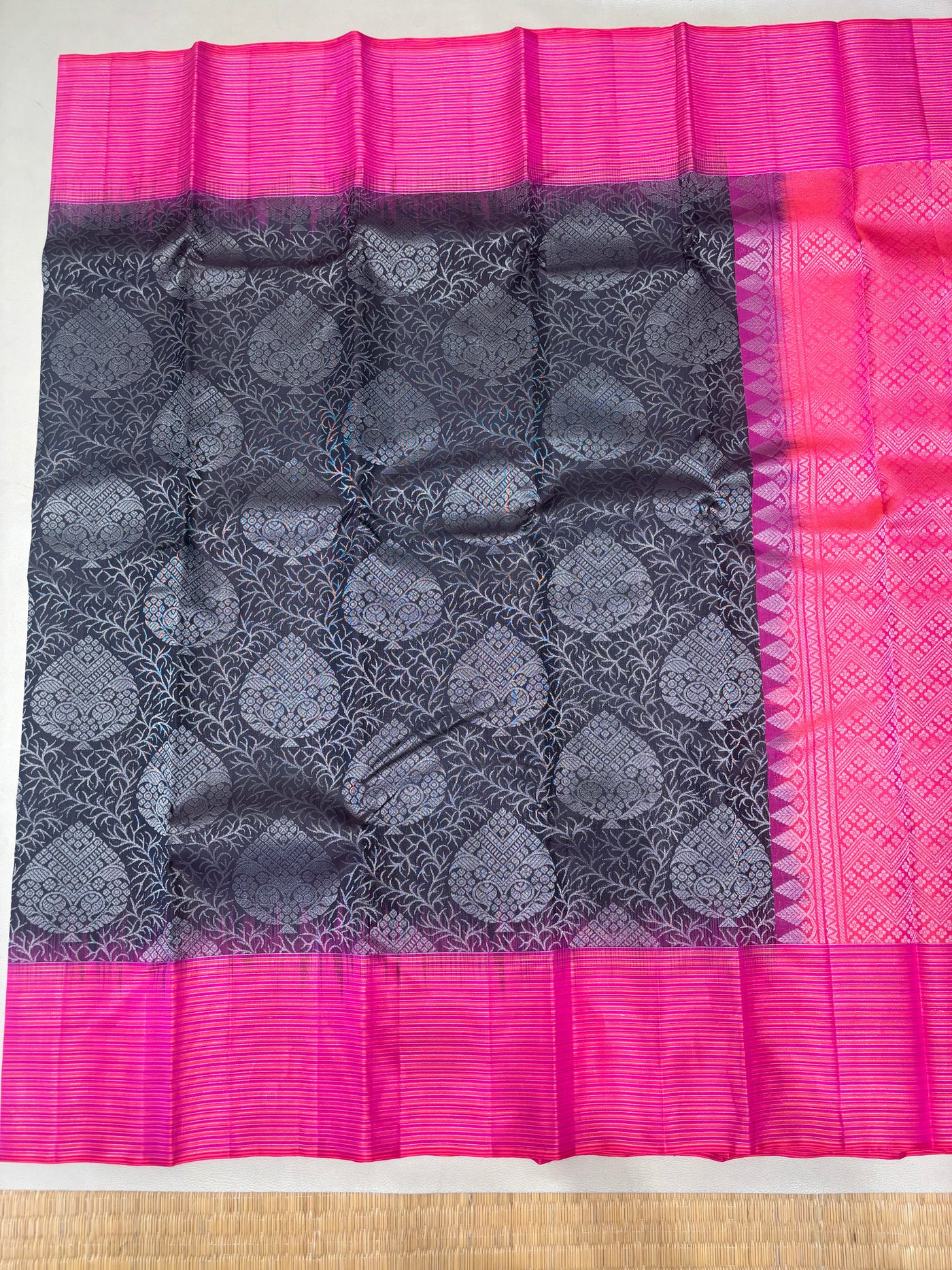 Tharvya handloom softsilk saree - Pure silk saree - all self contrast- ASC1101