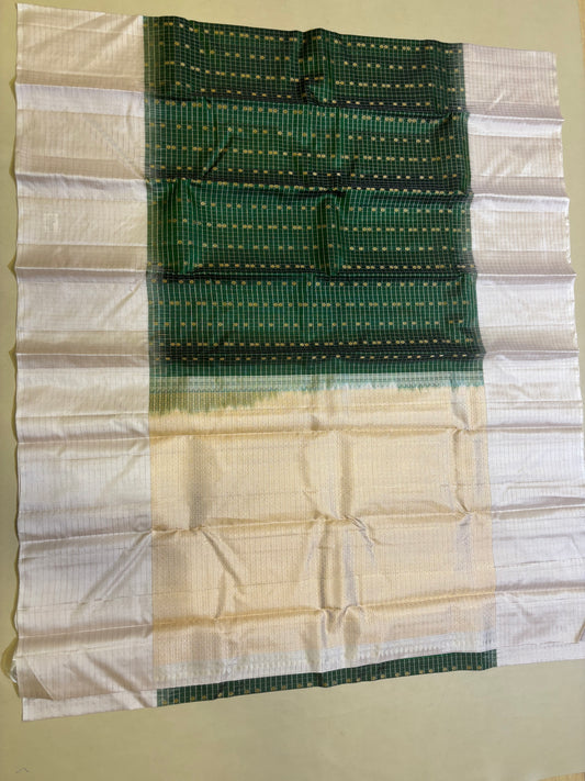Mithila green handloom softsilk saree - Pure silk saree
