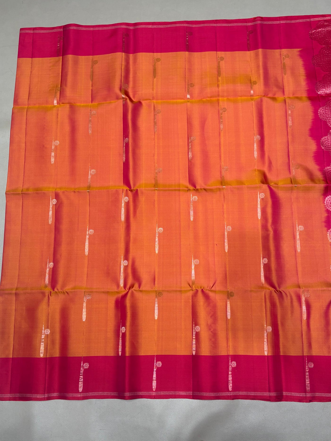 Hridya orange handloom softsilk saree - Pure silk saree
