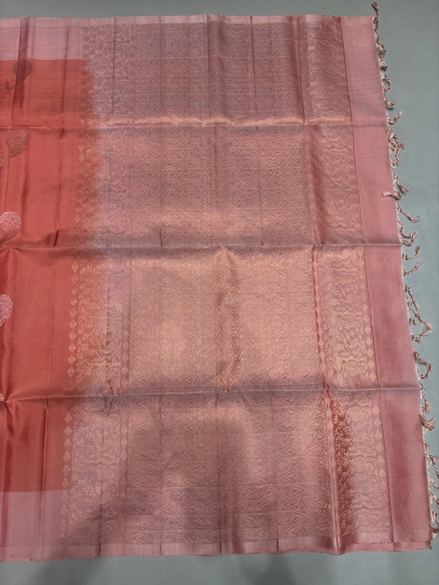 Mayuri peach pink handloom softsilk saree - Pure silk saree