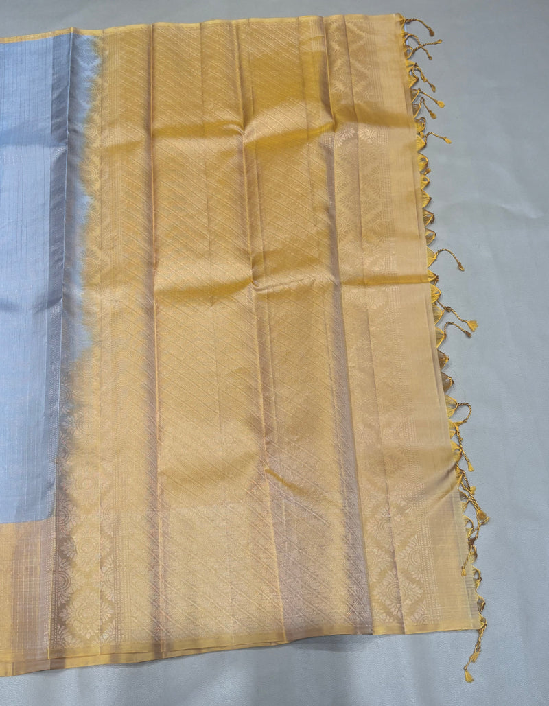 Vaidoori powder blue handloom vaira oosi softsilk saree - Pure silk saree