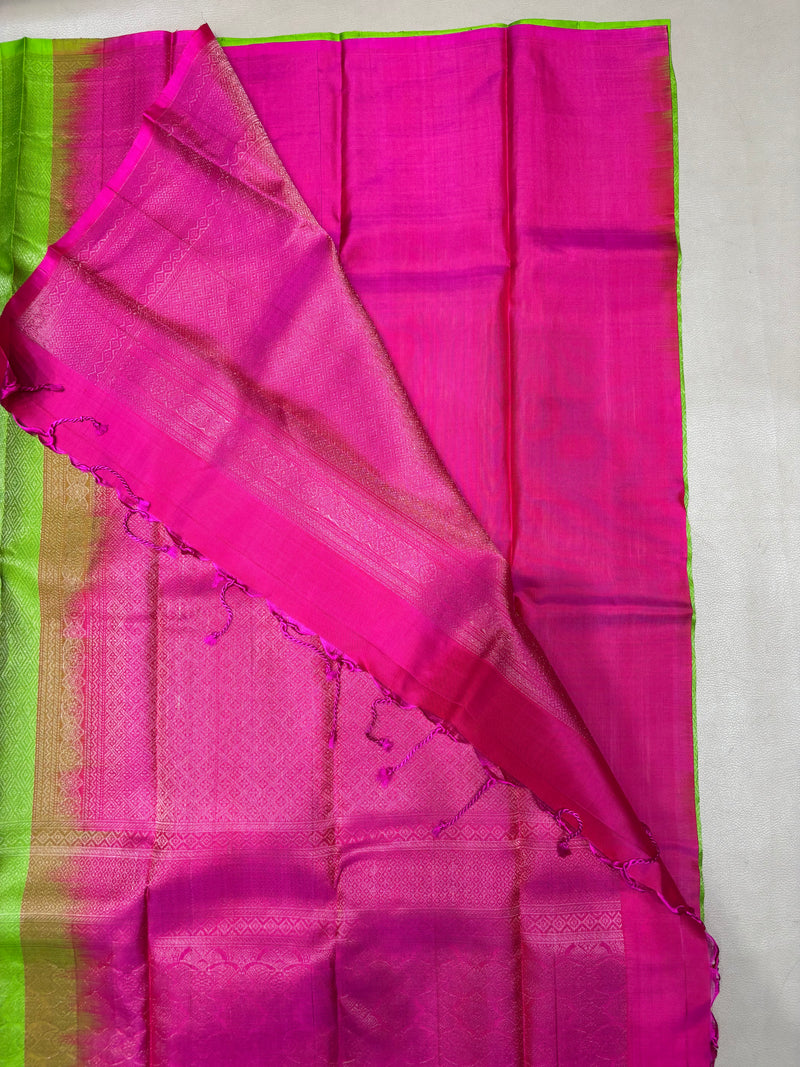 Padumai green brocade bridal softsilk saree - Pure silk saree