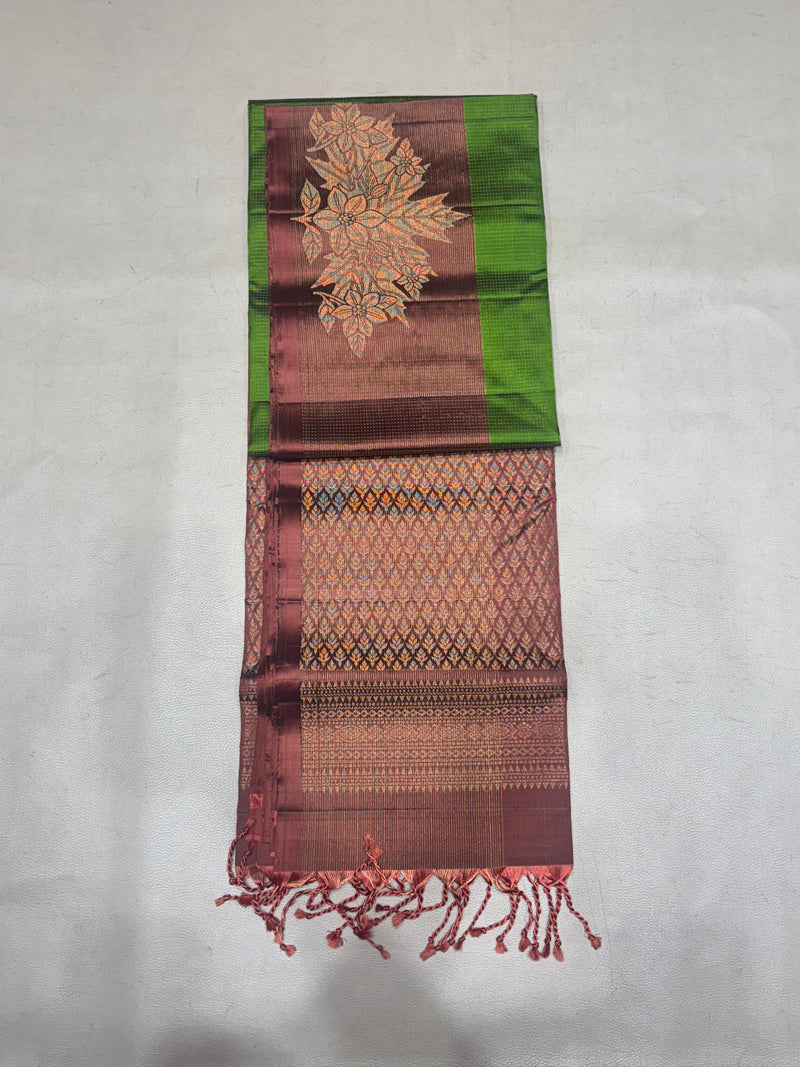 Anjana green handloom softsilk saree vaira oosi - Pure silk saree