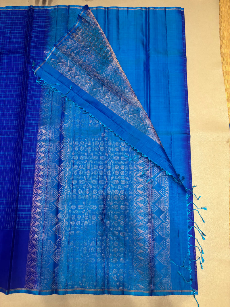 Rishitha dark blue handloom softsilk saree - Pure silk saree-AK1119