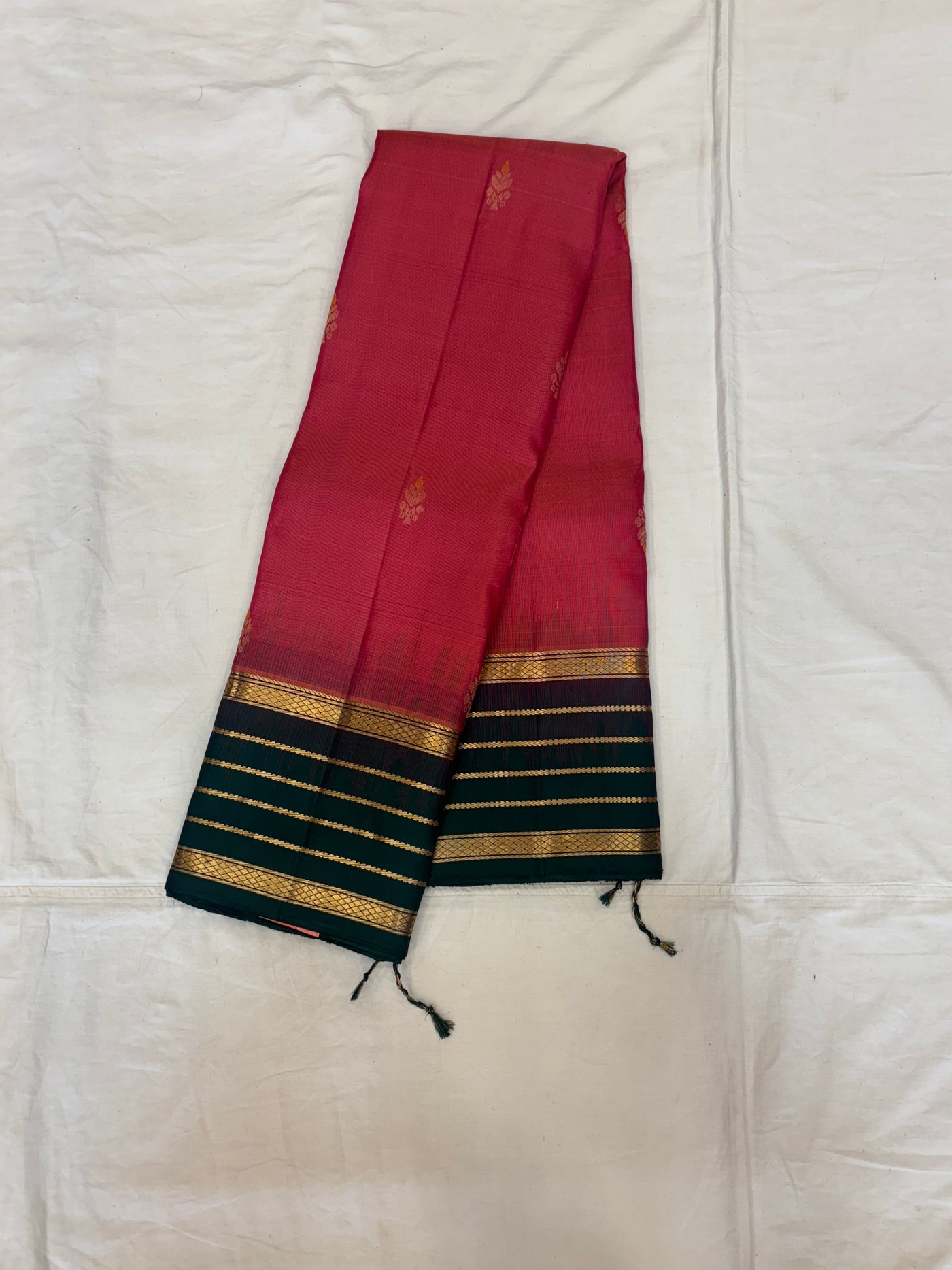 Suhitha pink & bottle green handloom softsilk saree- Pure silk saree-AK1110-AV101
