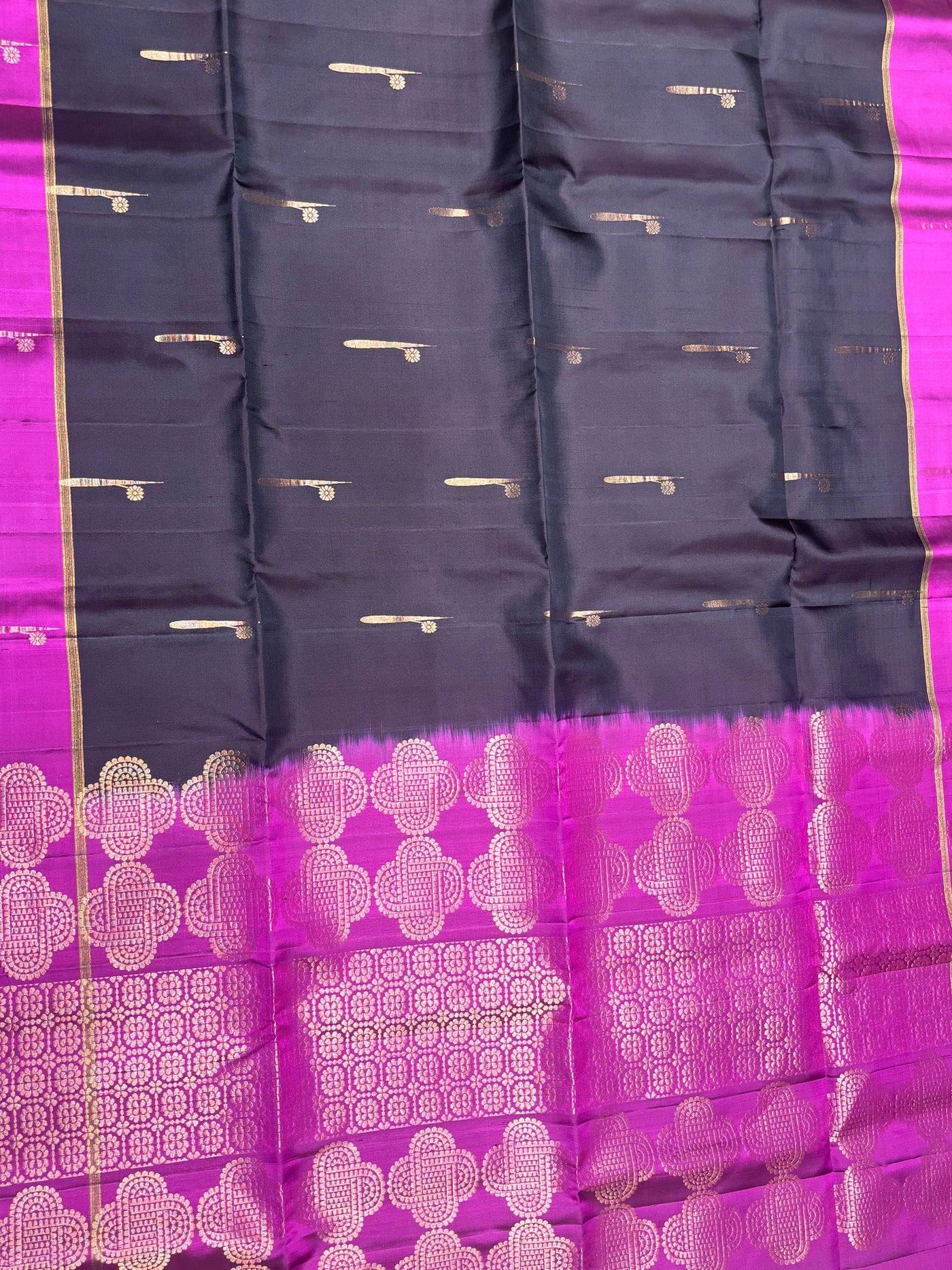 Hridya dark brown & pink handloom softsilk saree - Pure silk saree