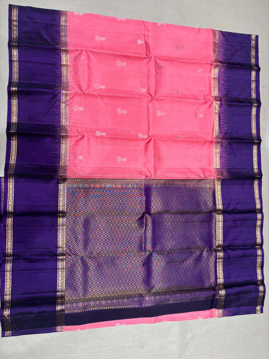 Paruvam pink vaira oosi handloom softsilk saree - Pure silk saree-AK1115