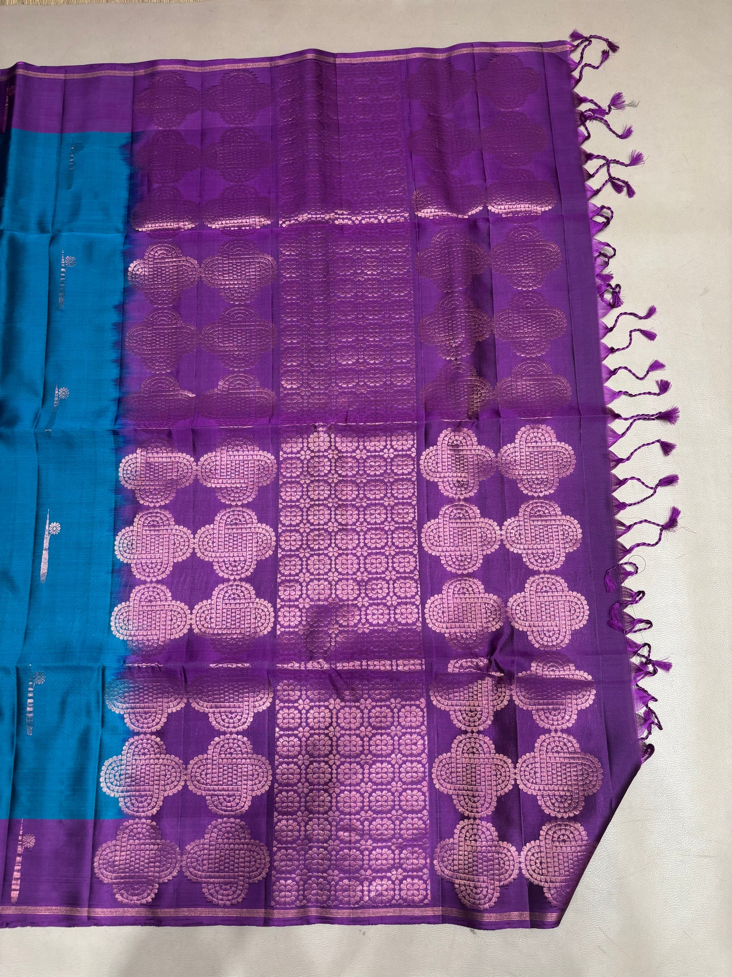 Thenkodi blue & purple handloom softsilk saree - Pure silk saree-AK1117
