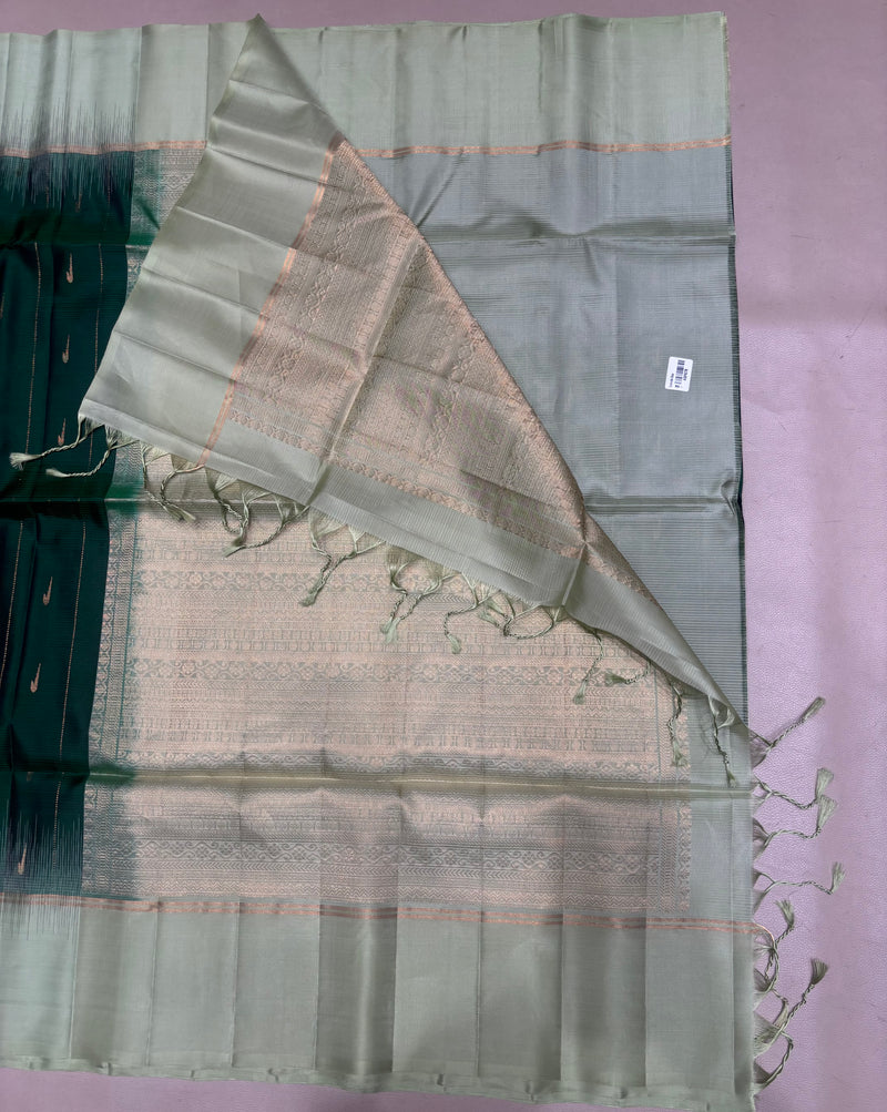 Leelavathi bottle green handloom softsilk saree - Pure silk saree