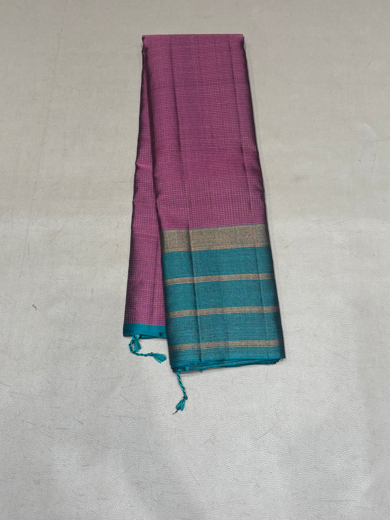 Ranjani pink & green micro checked softsilk saree - Pure silk saree-AK1118