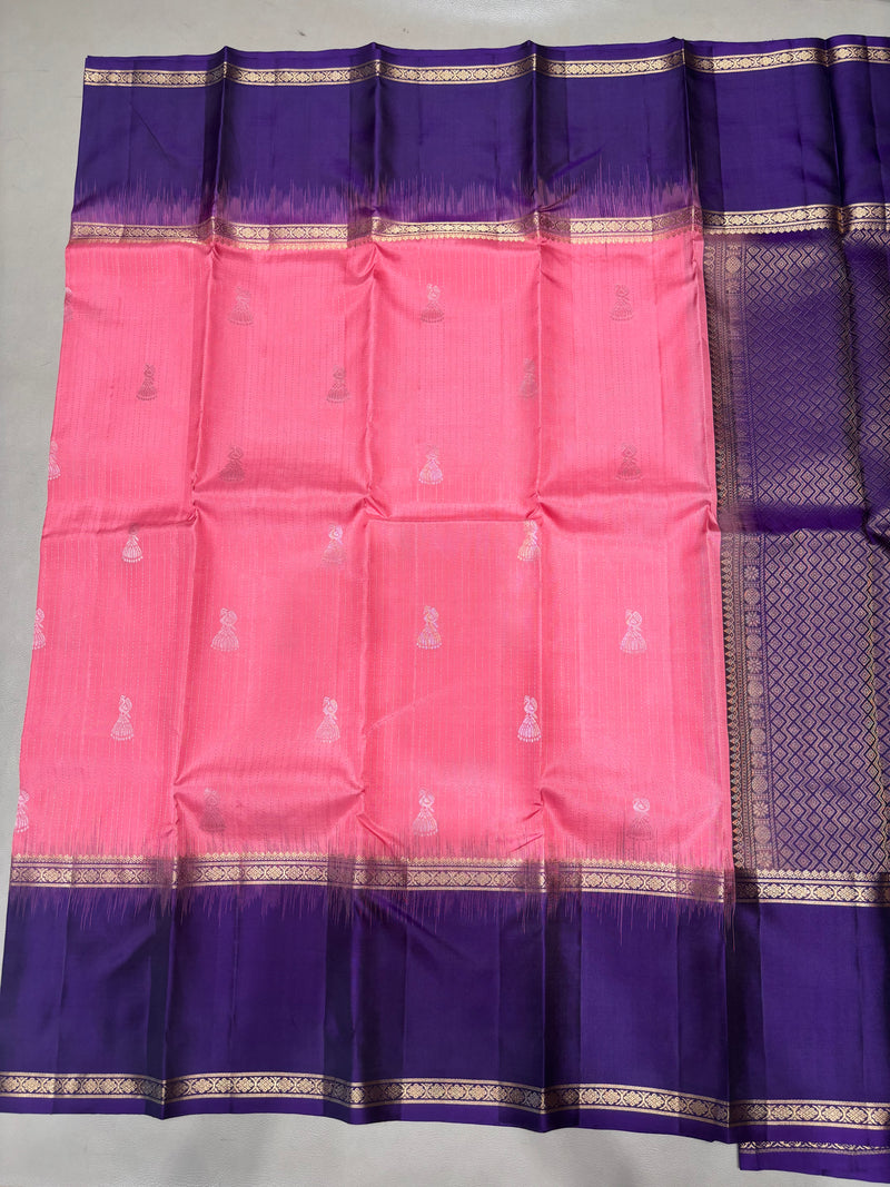 Paruvam pink vaira oosi handloom softsilk saree - Pure silk saree-AK1115