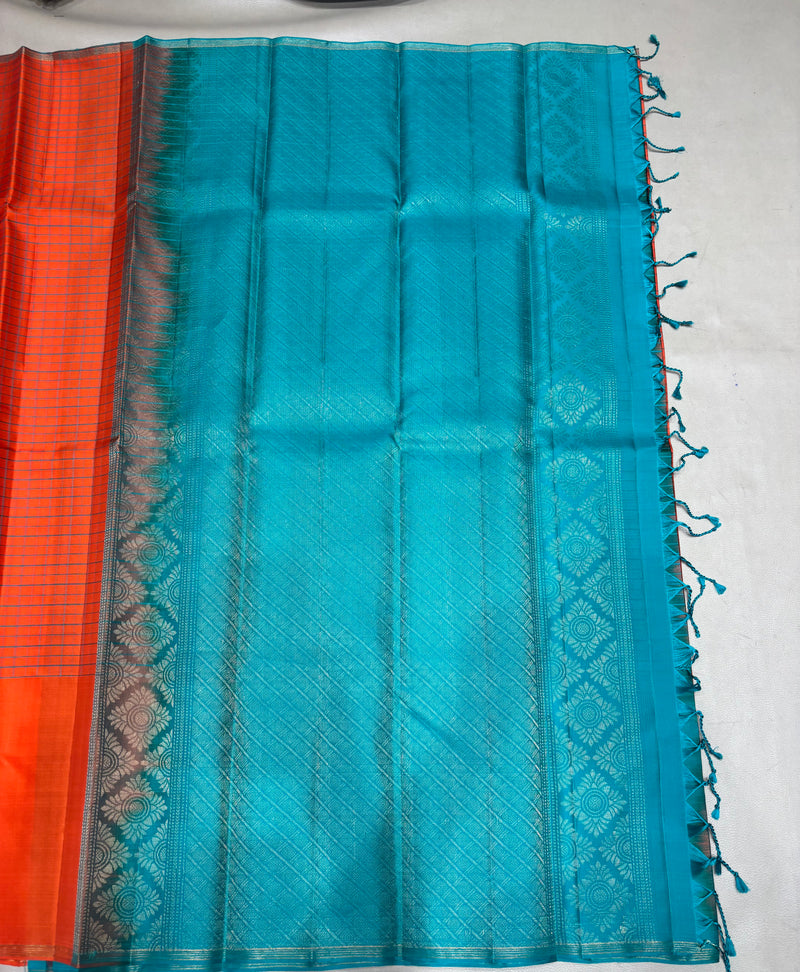 Vanveli handloom softsilk saree - Pure silk saree - thread-checks saree-AK1116