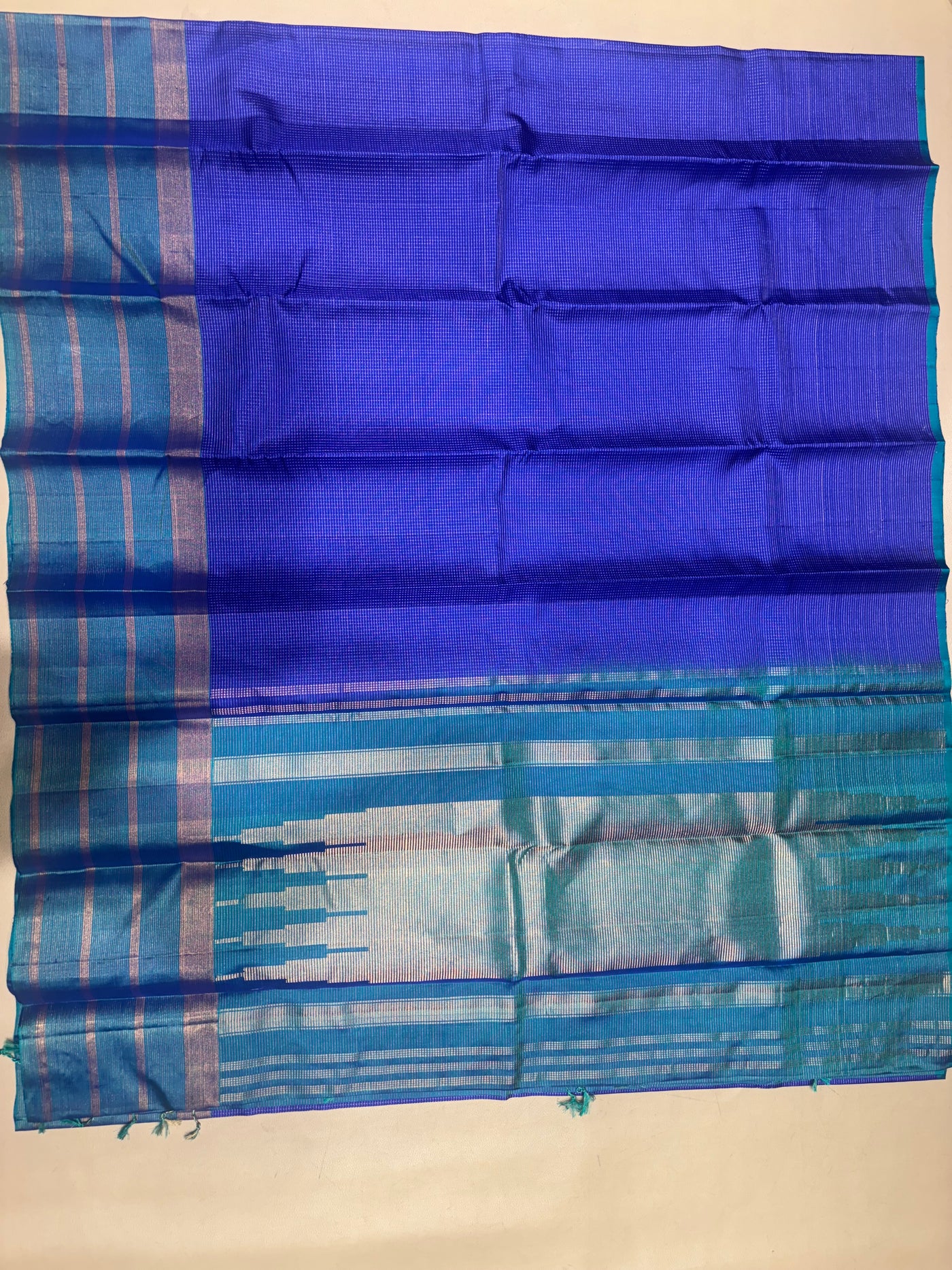 Ranjani micro checked dark blue- blue handloom softsilk saree - Pure silk saree