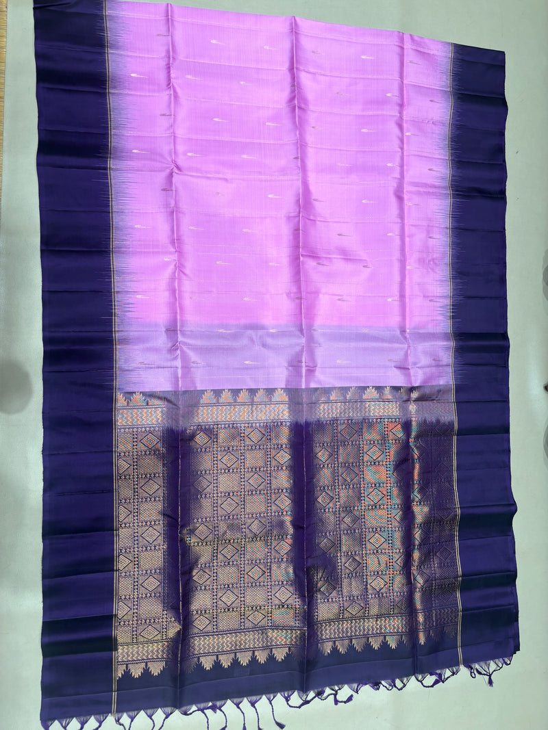 Leelavathi purple handloom softsilk saree - Pure silk saree- Contrast color