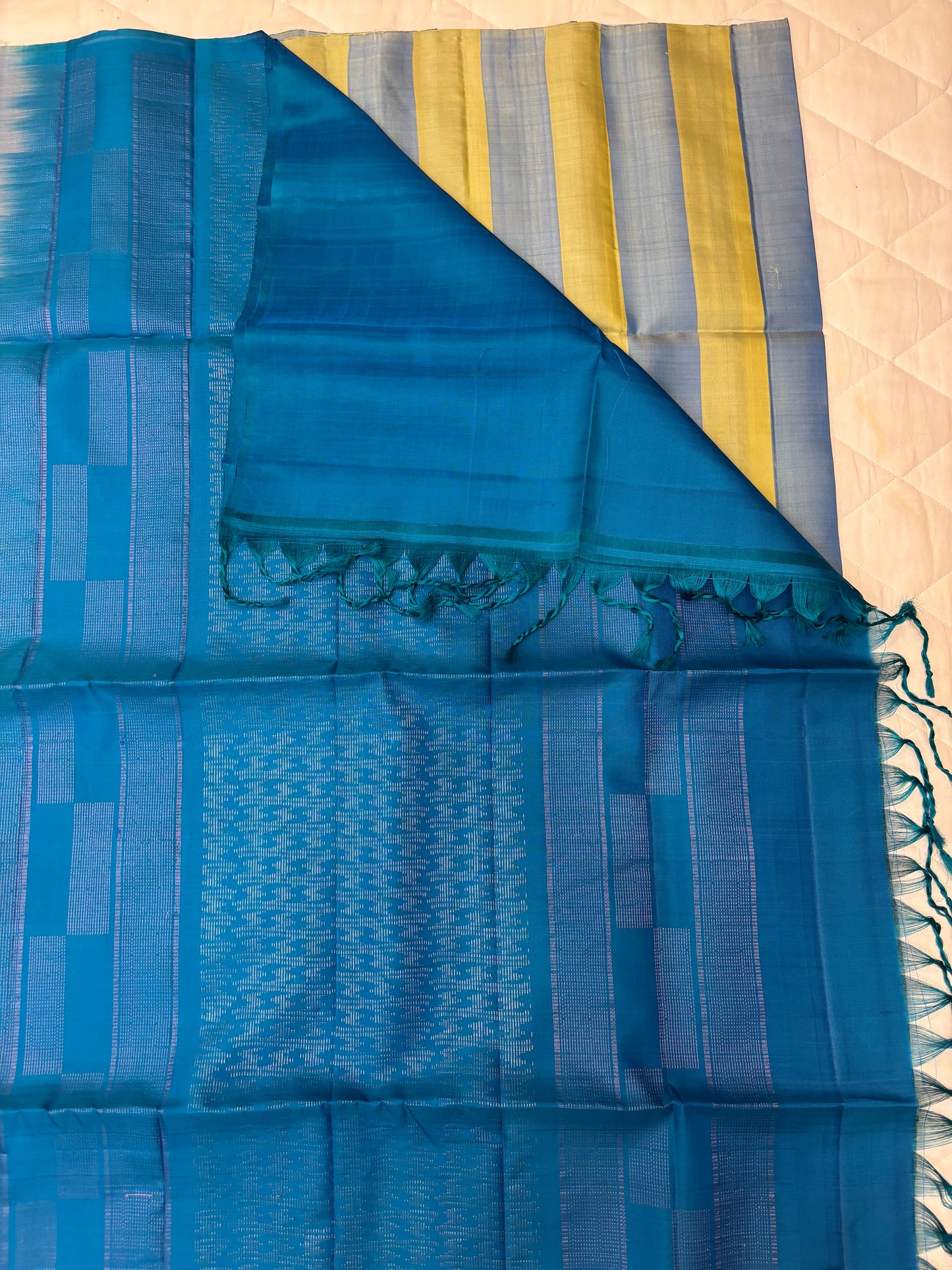 Kattam blue handloom softsilk saree - Pure silk saree-AK1111