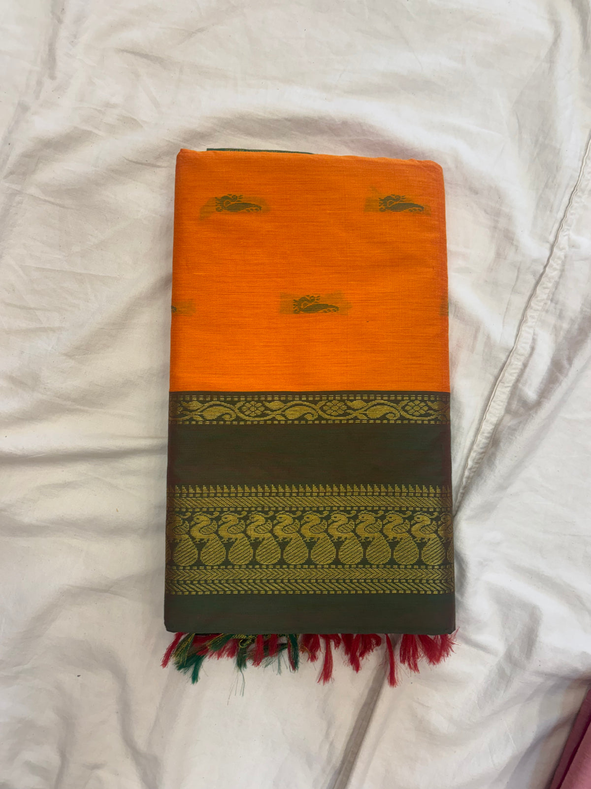Yellow & green Kalyani cotton saree