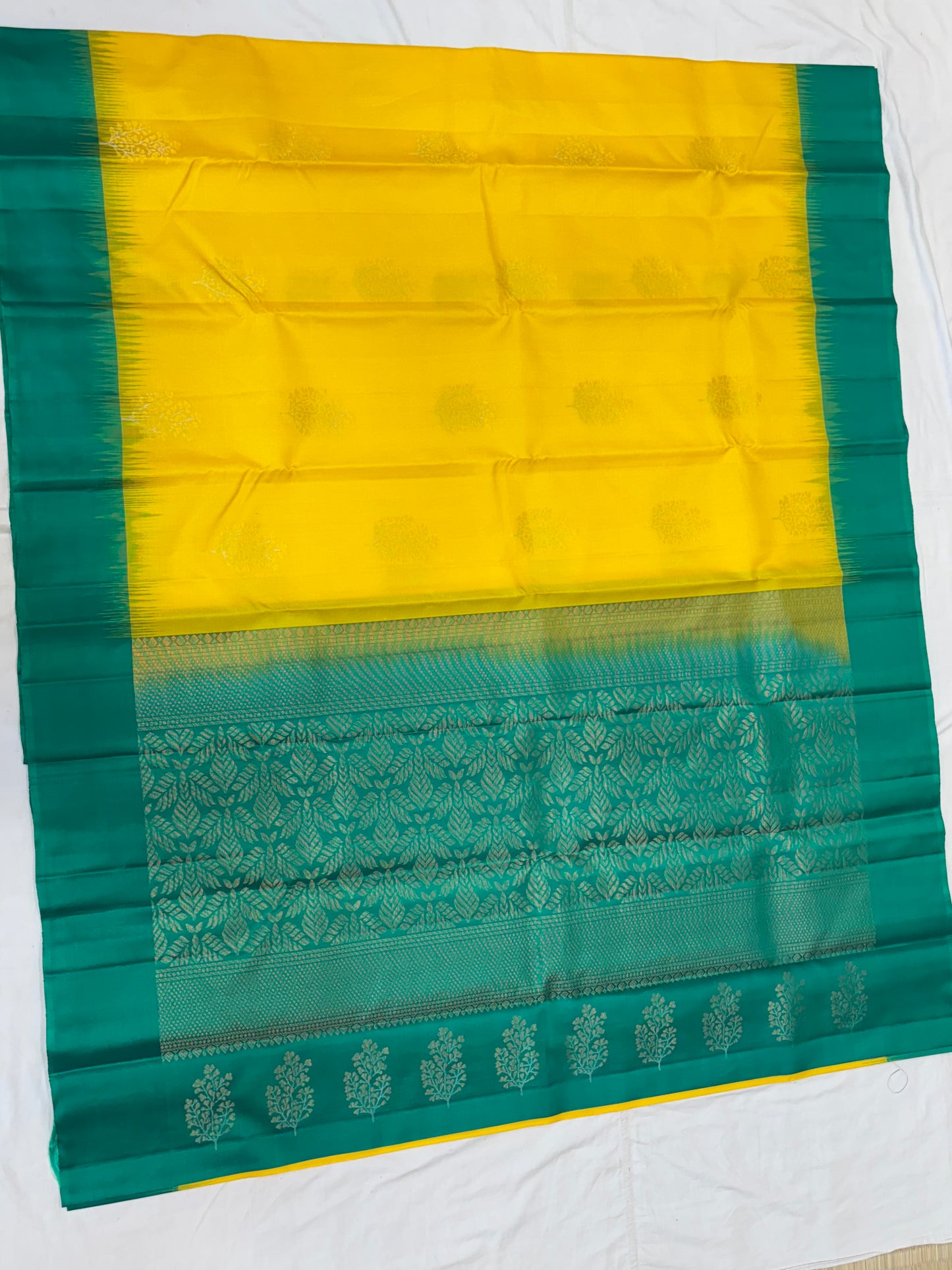 Yuvia lemon yellow & green softsilk saree - Pure silk saree-set13