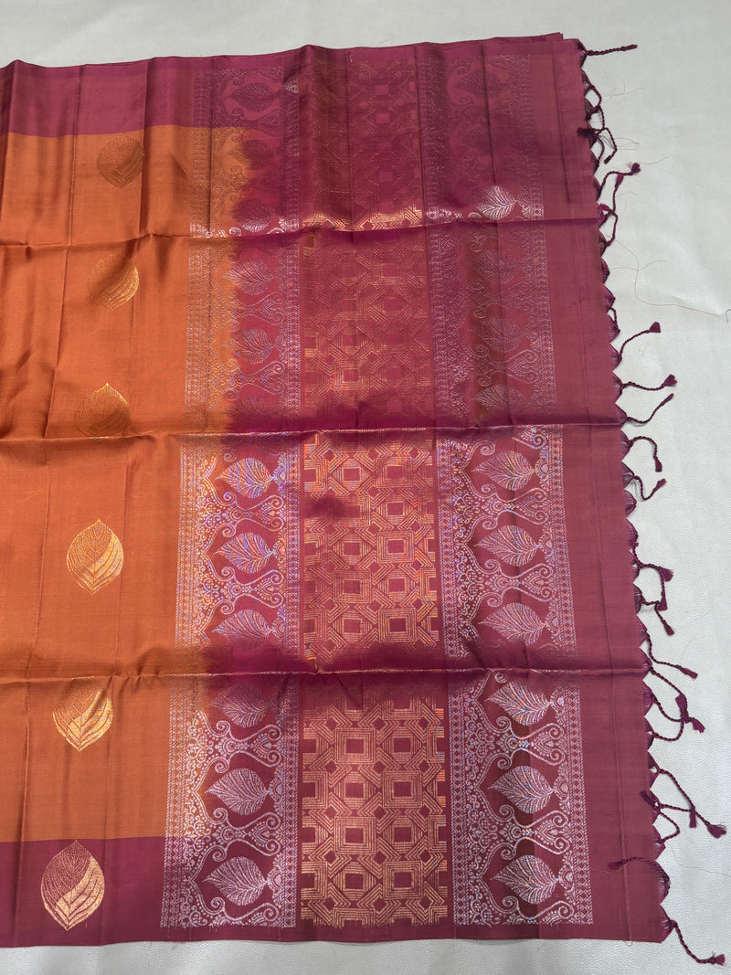 Saranam rust orange handloom softsilk saree - Pure silk saree-set14