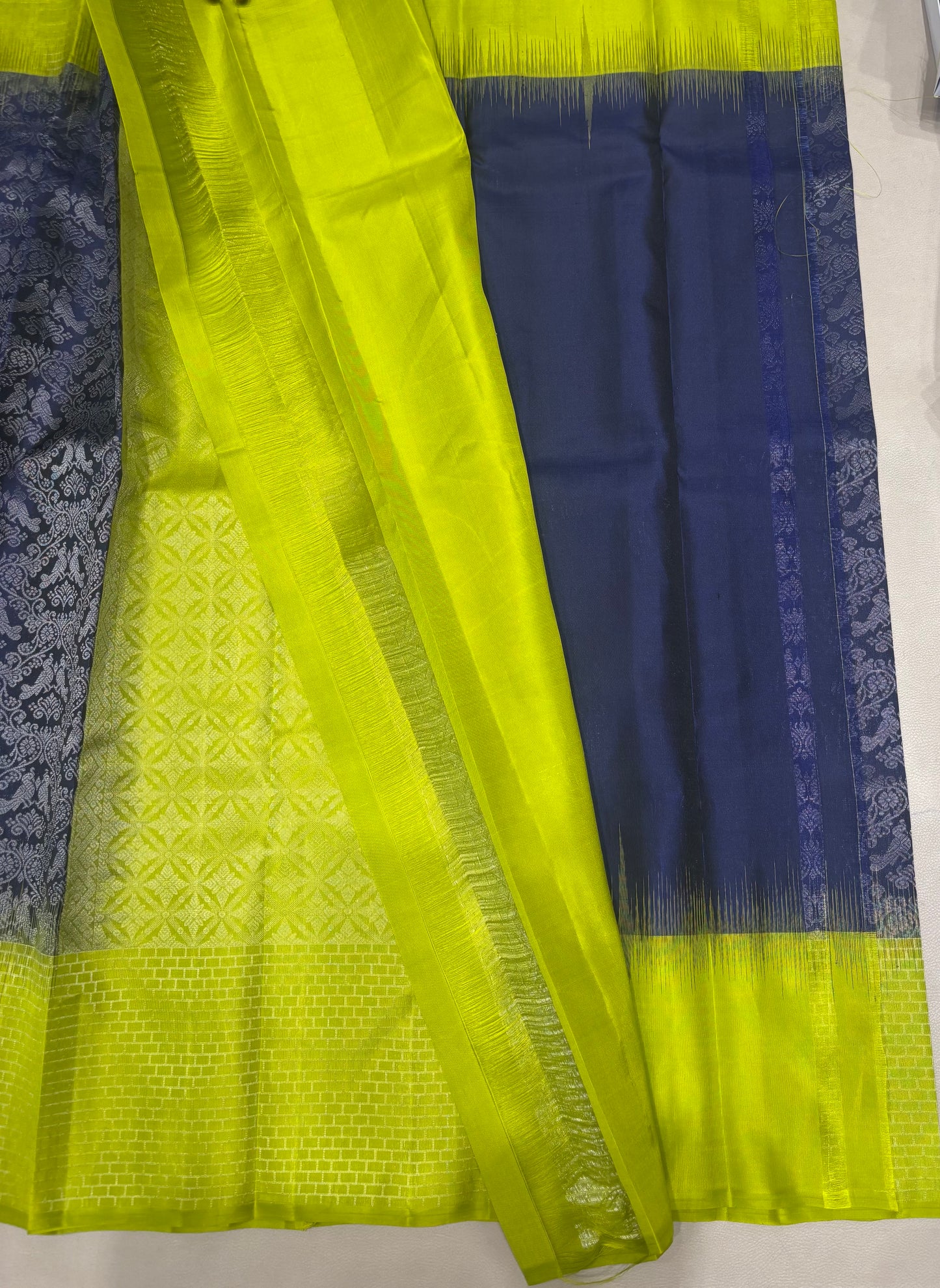 Mantra handloom softsilk saree - Pure silk saree - all self contrast-ASC1101