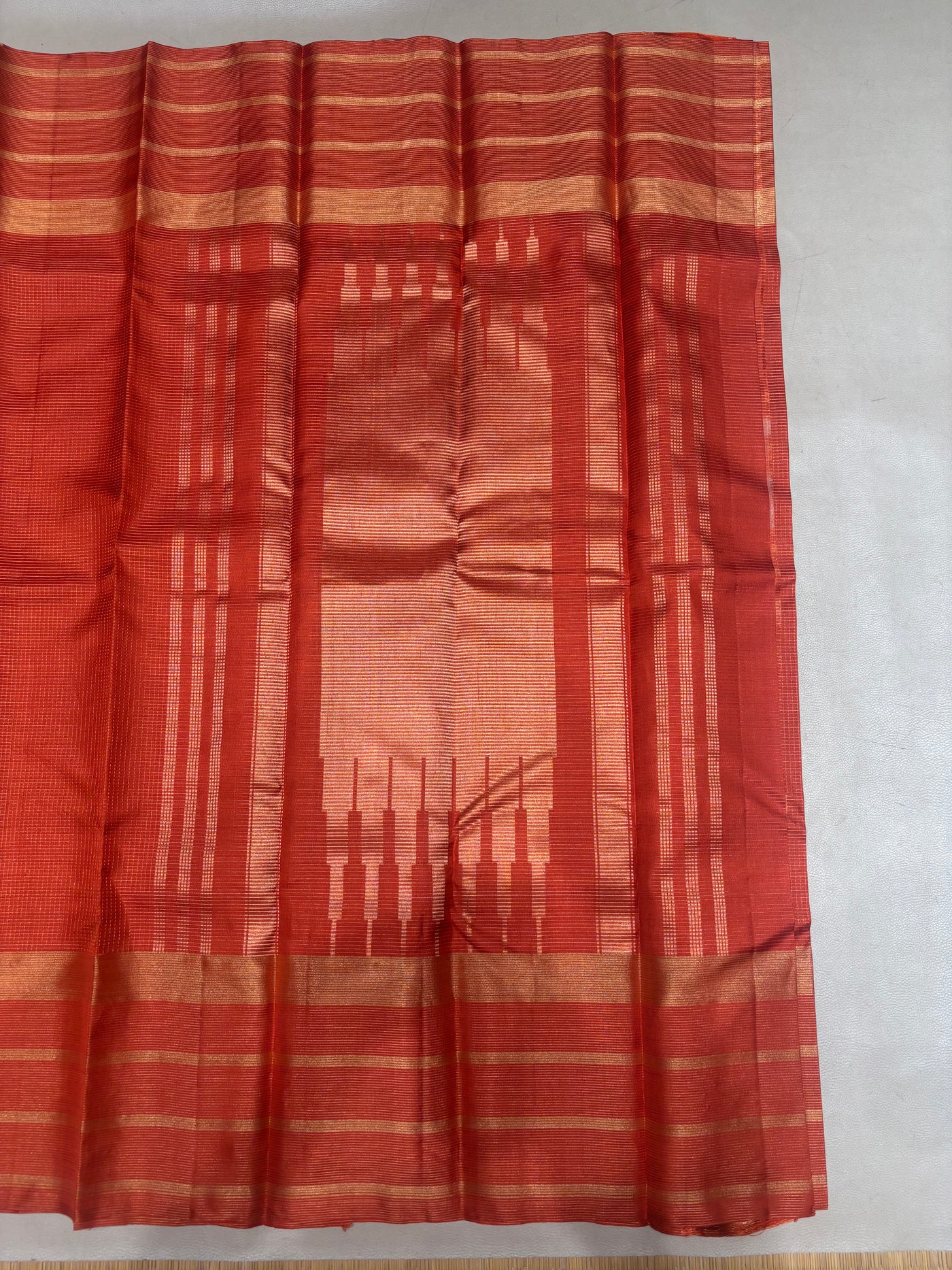 Ranjani orange micro checked softsilk saree - pure silk saree