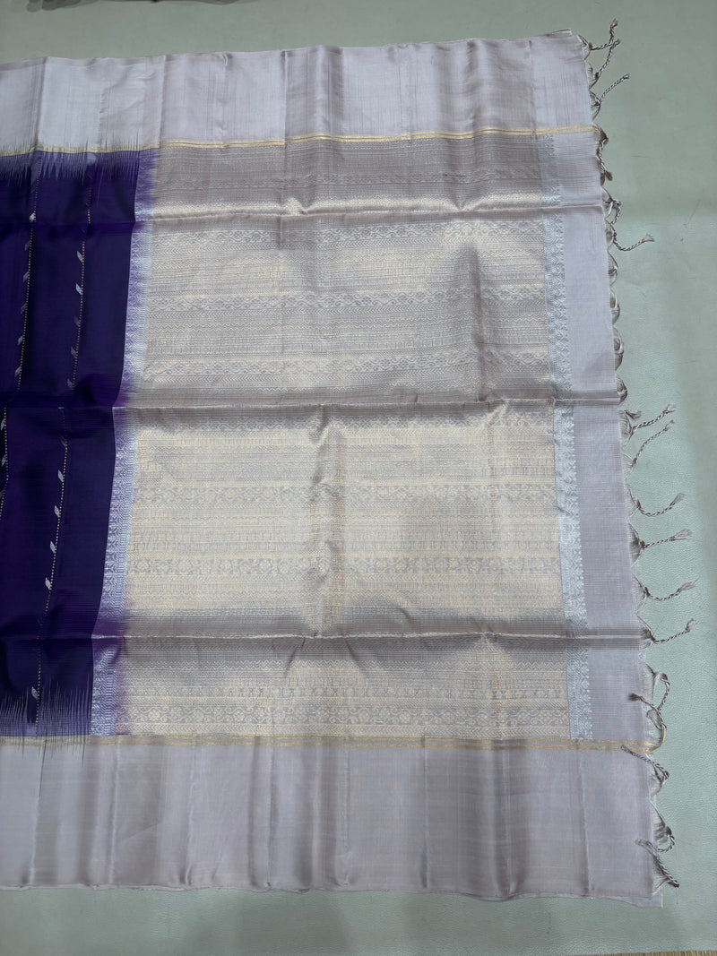 Ilai blue handloom softsilk saree - Pure silk saree- contrast color