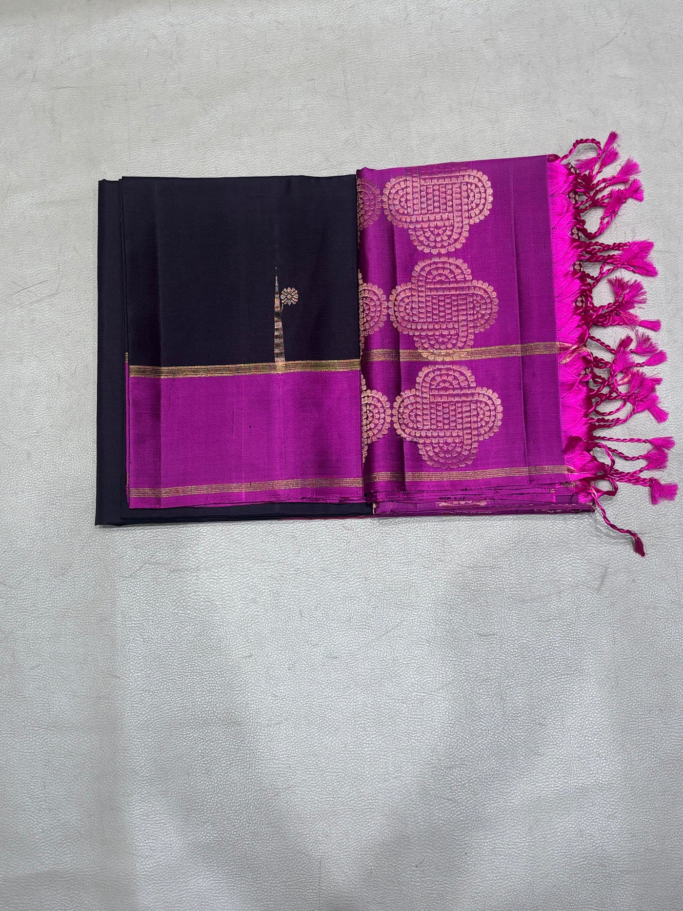 Hridya dark brown & pink handloom softsilk saree - Pure silk saree