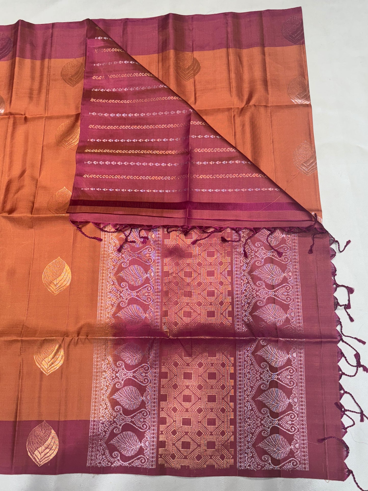Saranam rust orange handloom softsilk saree - Pure silk saree-set14
