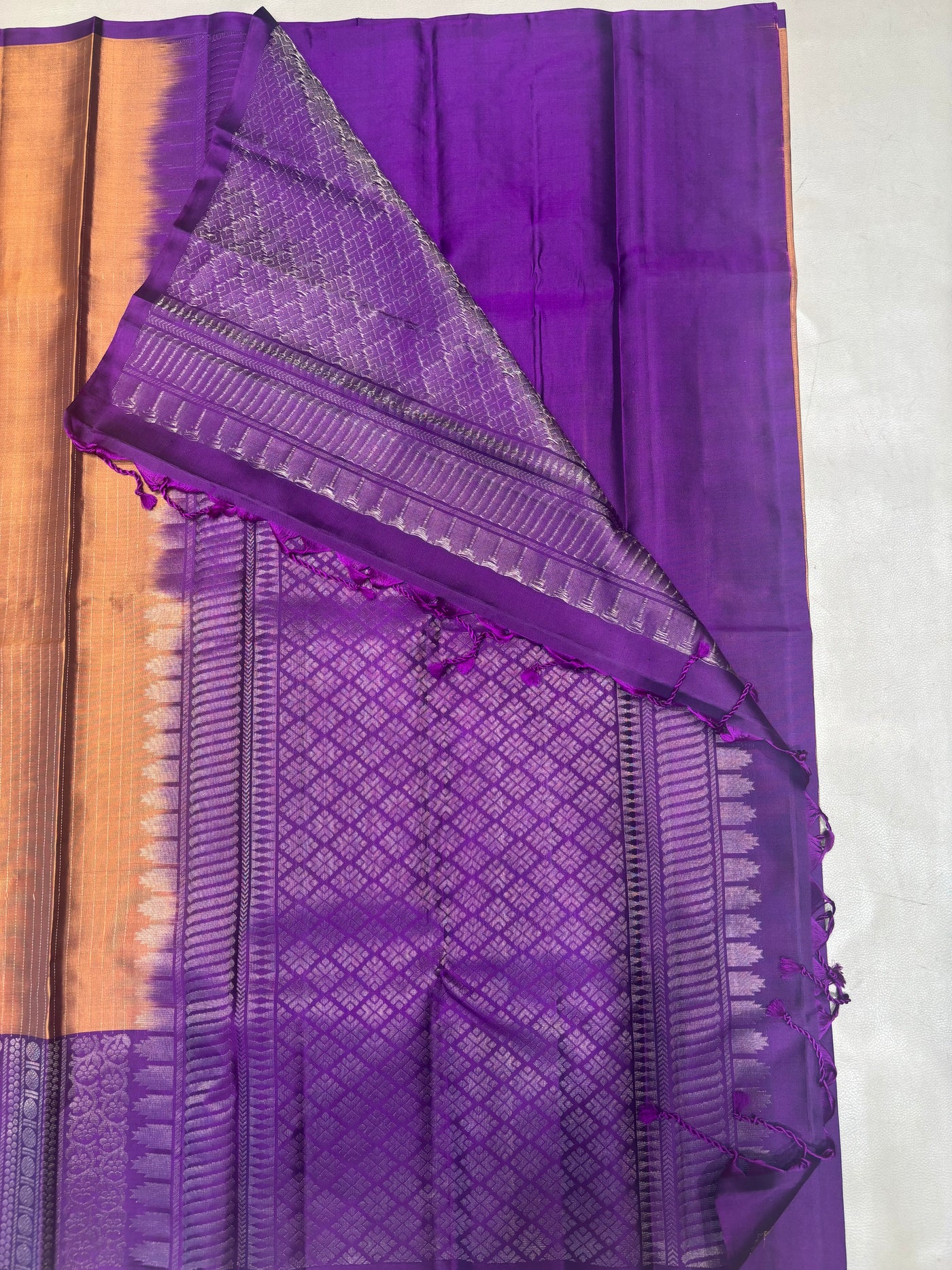 Tanvi rust & purple Vaira oosi handloom softsilk saree - Pure silk saree-set15