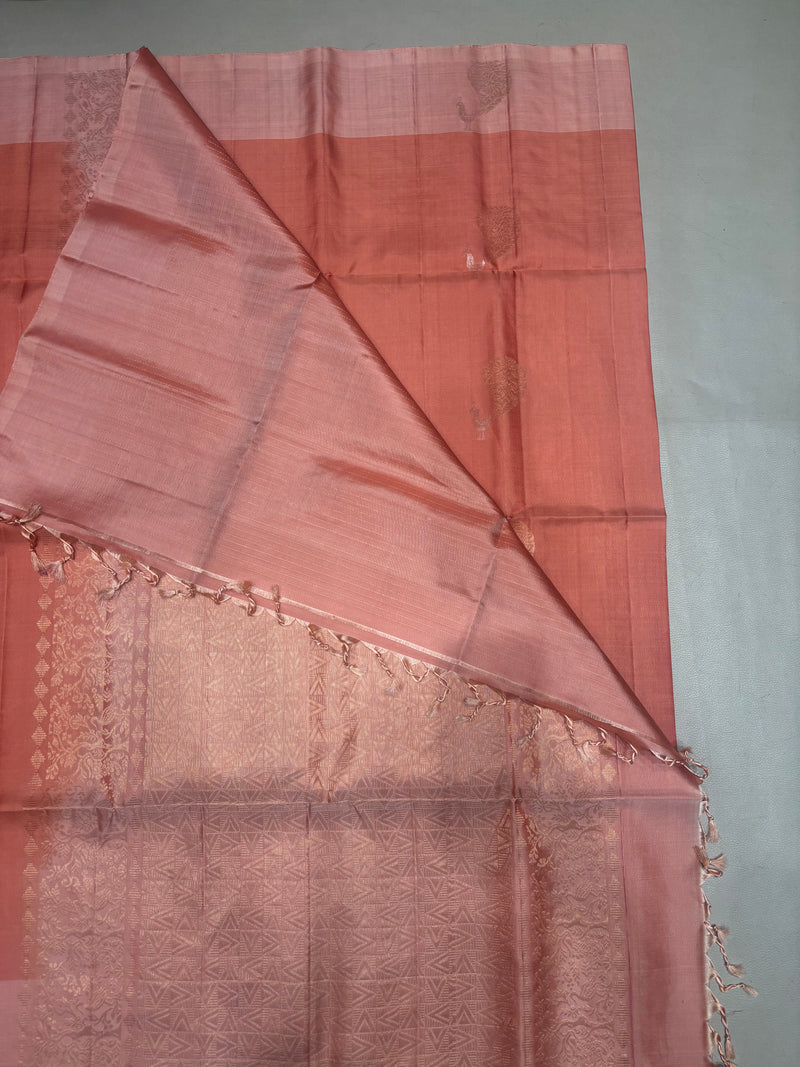 Mayuri peach pink handloom softsilk saree - Pure silk saree