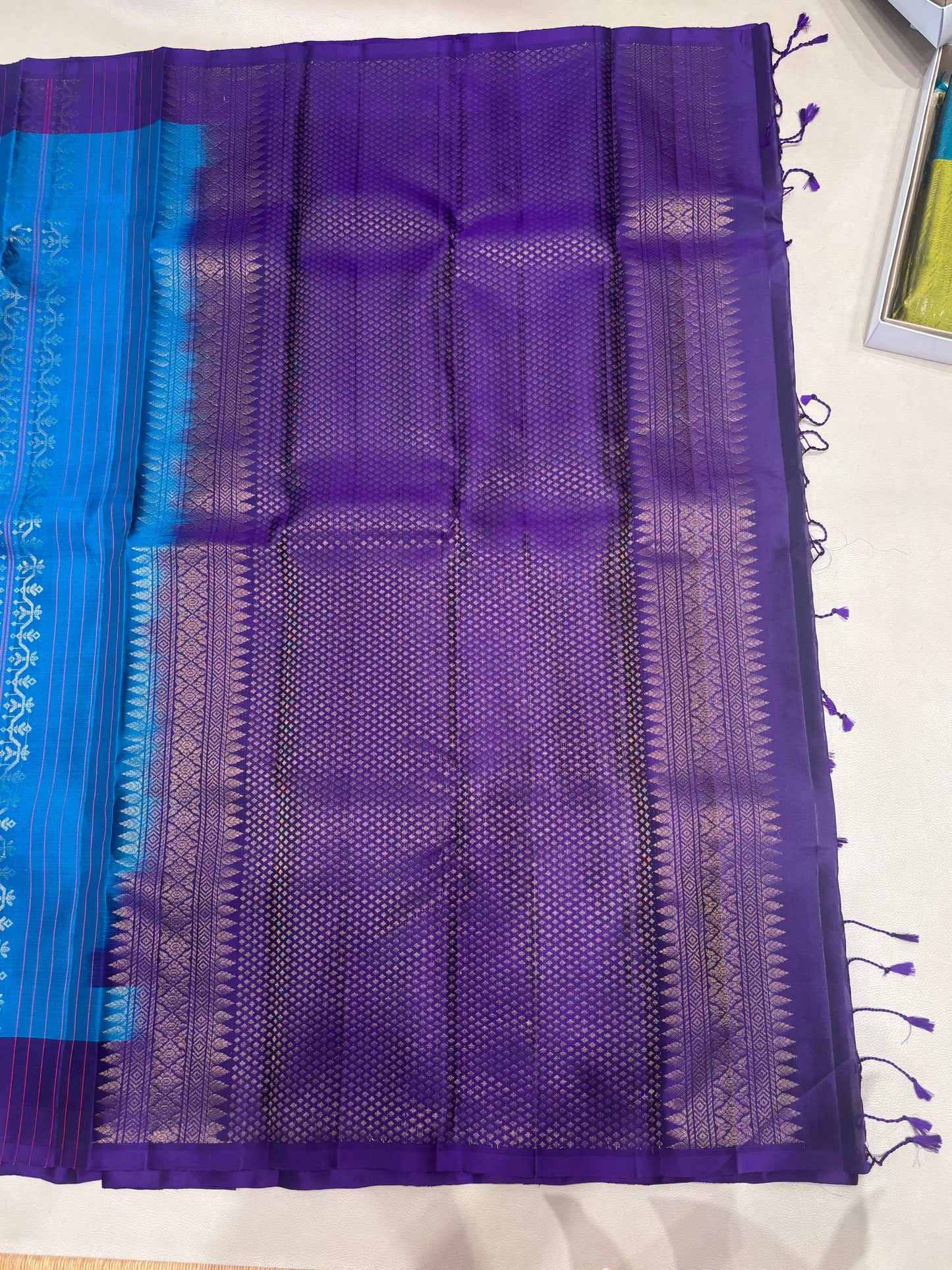 Iranya blue pure mix softsilk saree