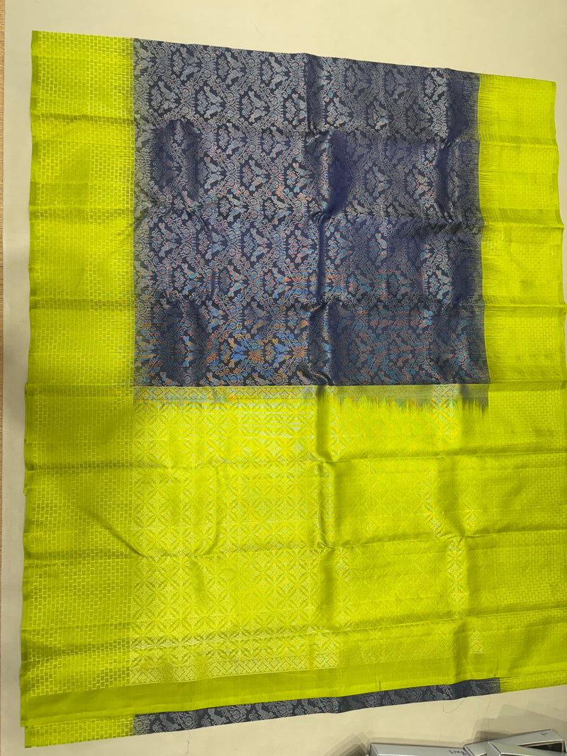 Mantra handloom softsilk saree - Pure silk saree - all self contrast-ASC1101