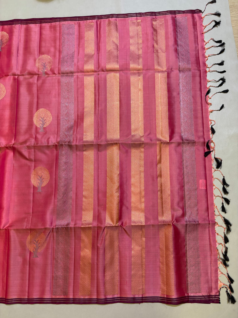Samaria pink handloom softsilk saree - Pure silk saree