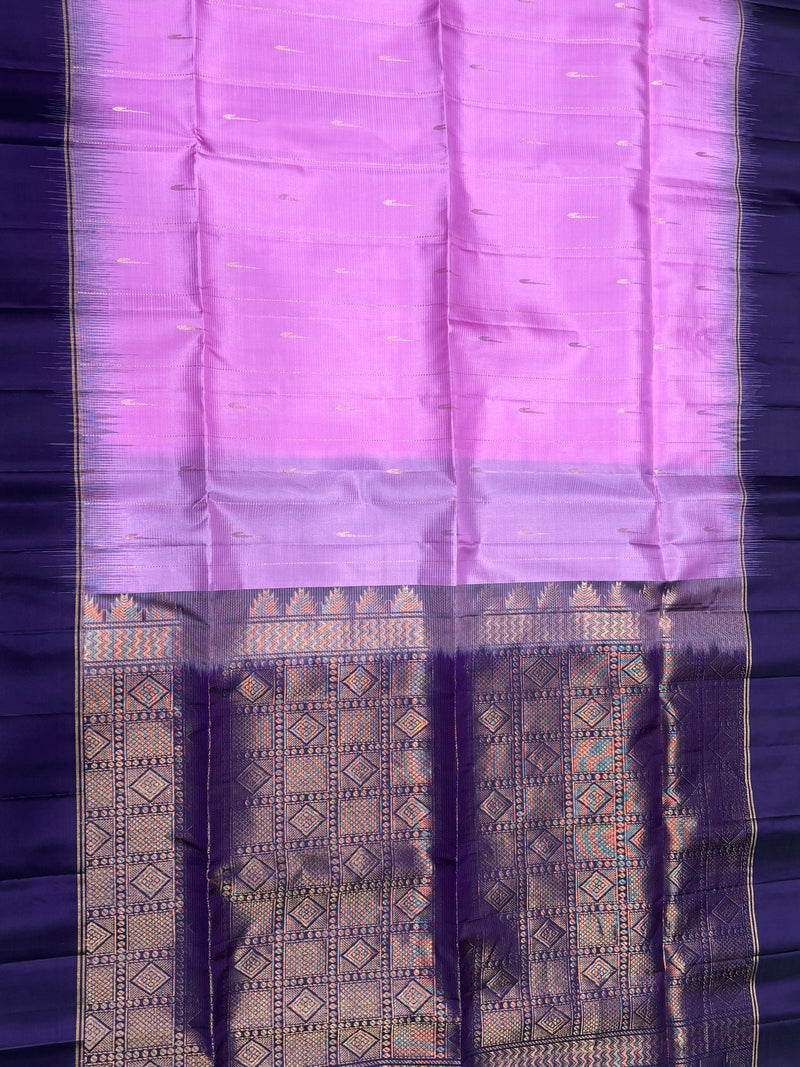 Leelavathi purple handloom softsilk saree - Pure silk saree- Contrast color