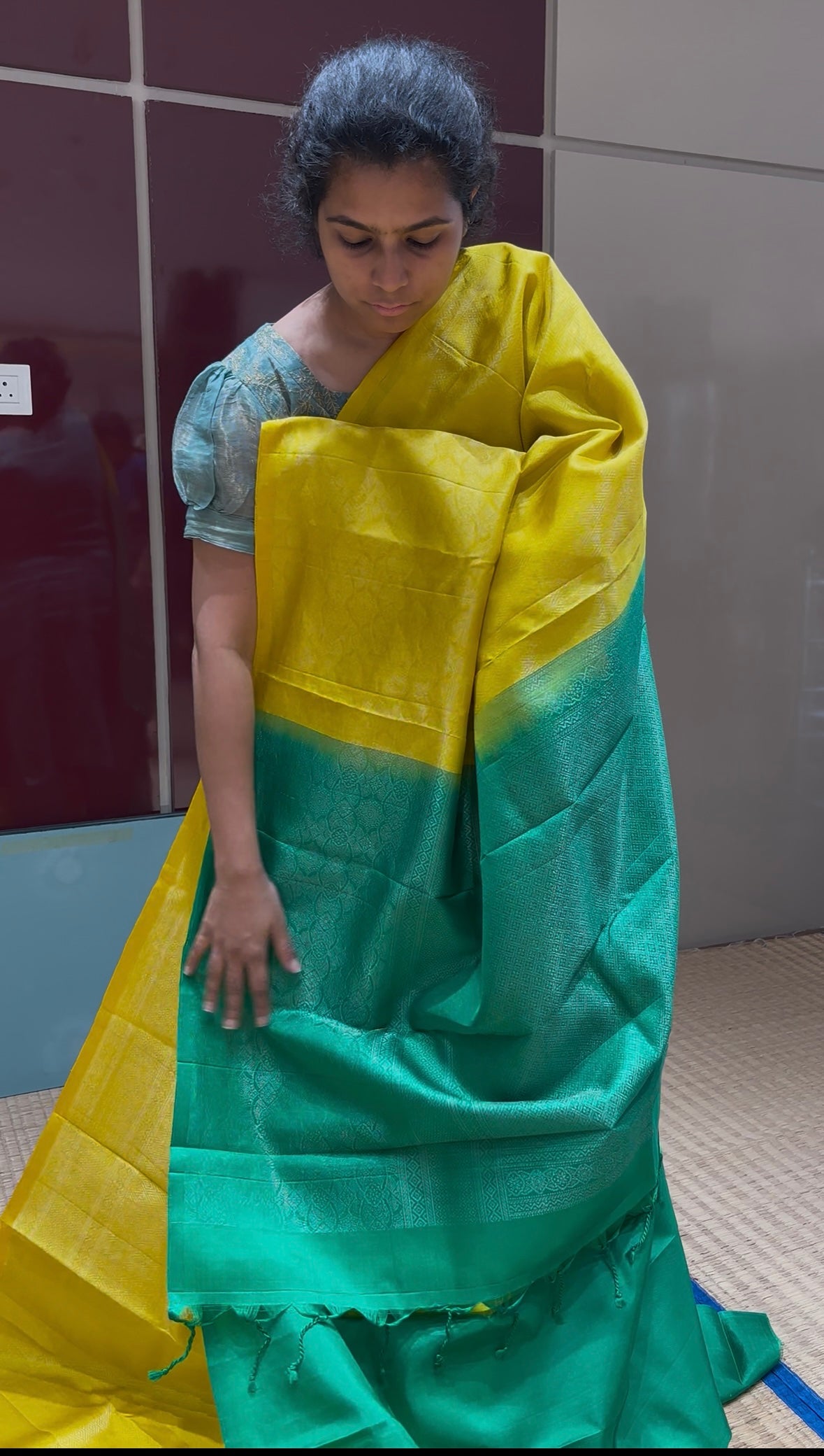 Padumai yellow brocade bridal softsilk saree - Pure silk saree