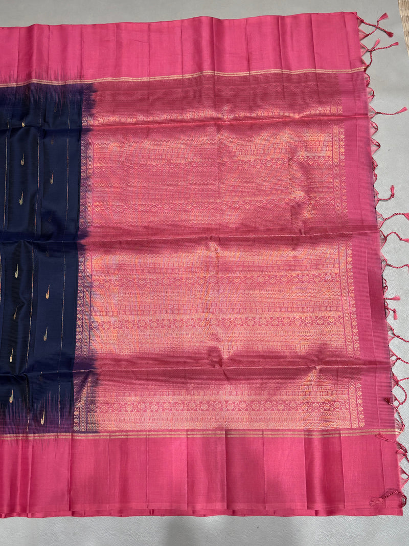 Leelavathi blue handloom softsilk saree - GA104