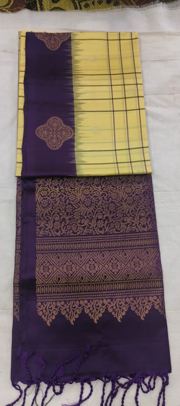 Vanmadhi butter yellow softsilk saree - Pure silk saree-AK1102