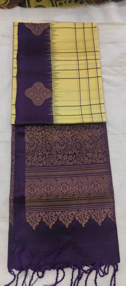 Vanmadhi butter yellow softsilk saree - Pure silk saree-AK1102