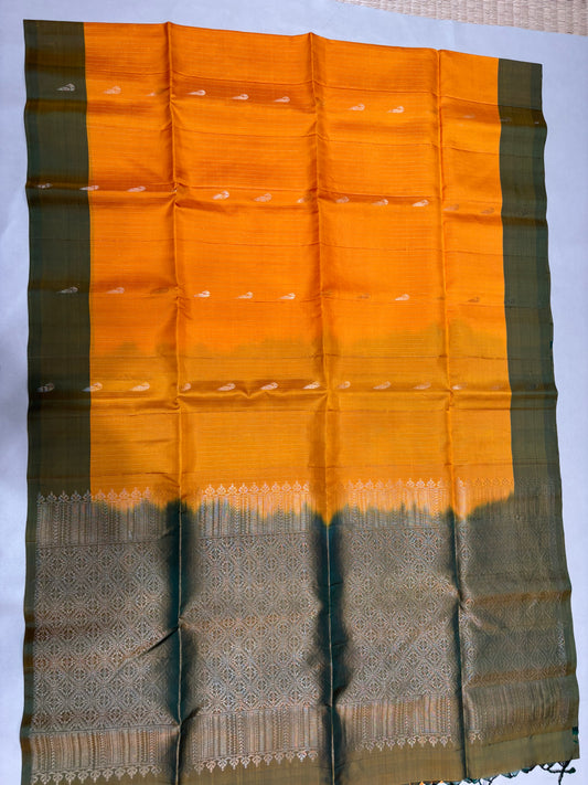 Paari yellow & green handloom softsilk saree - Pure silk saree