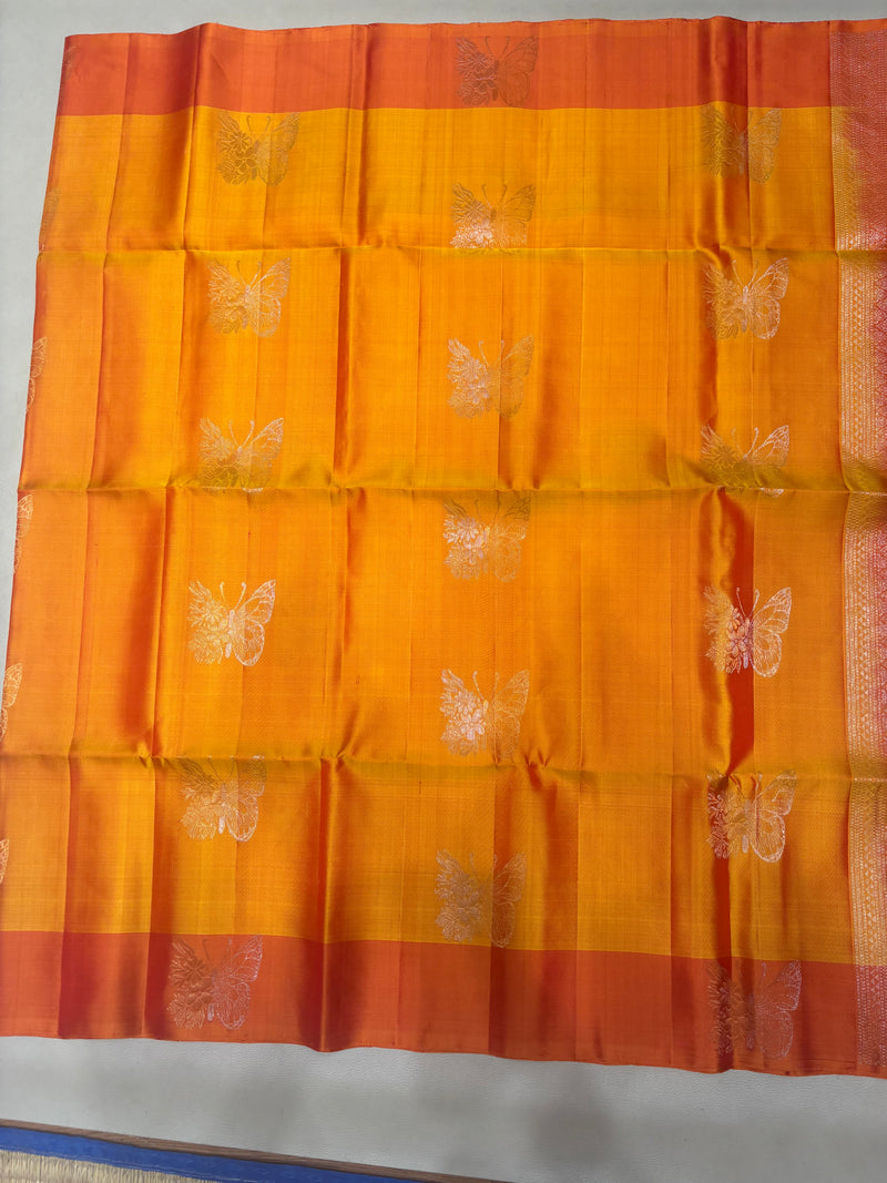 Ramani yellow orange softsilk saree - Pure silk saree
