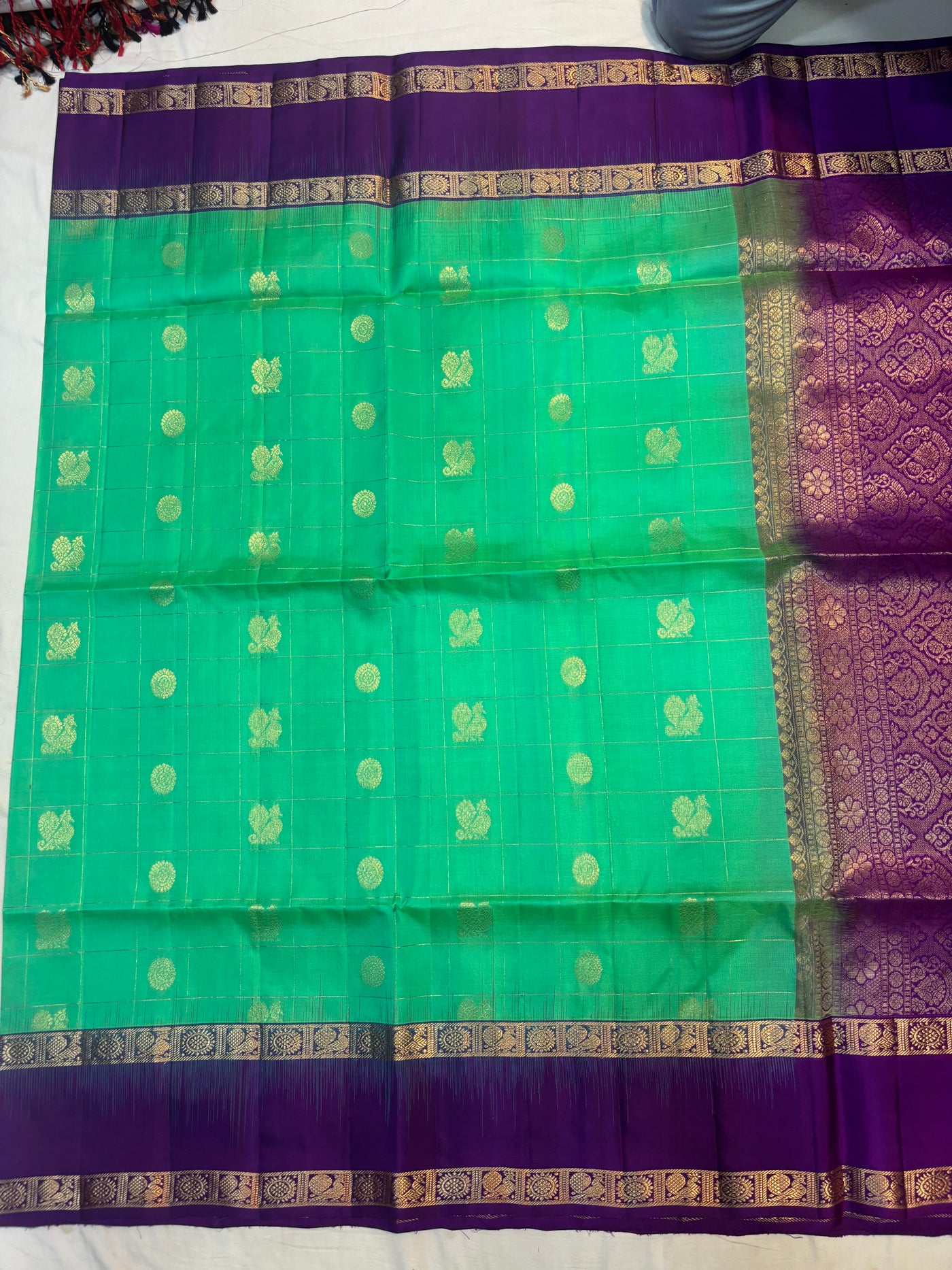 Sangavi green & purple handloom softsilk saree - Pure silk saree
