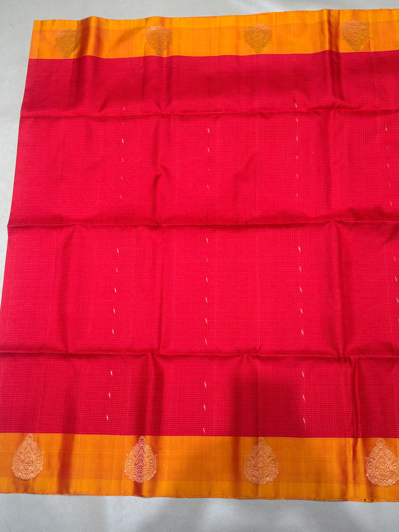 Vyanika thread checks with small Zari butta handloom softsilk saree - Pure silk saree