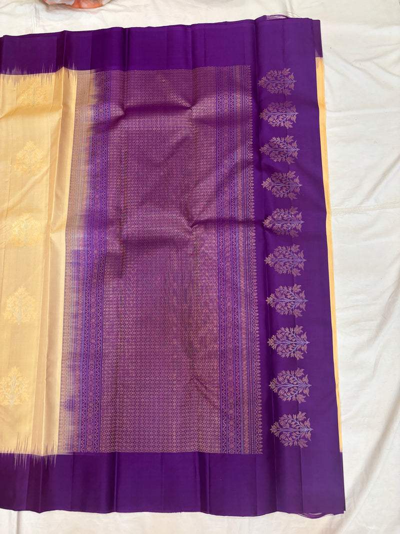 Yuvaa warm gold & purple softsilk saree - Pure silk saree