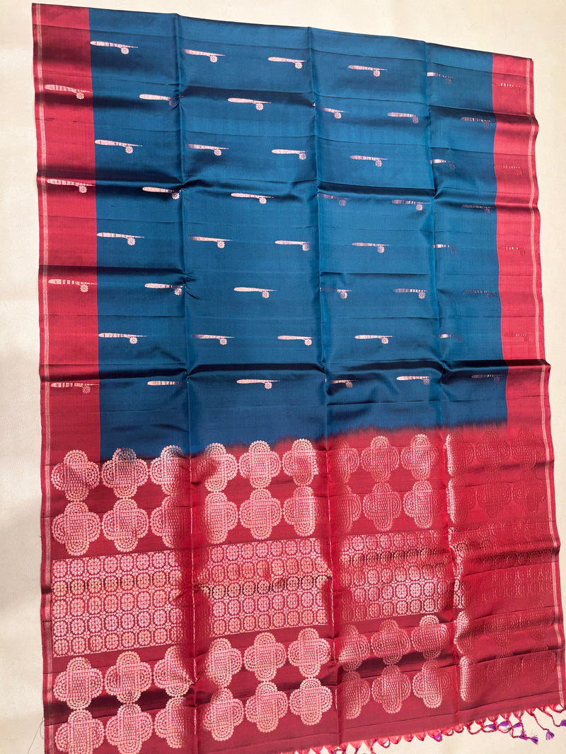 Hridya peacock blue handloom softsilk saree - Pure silk saree