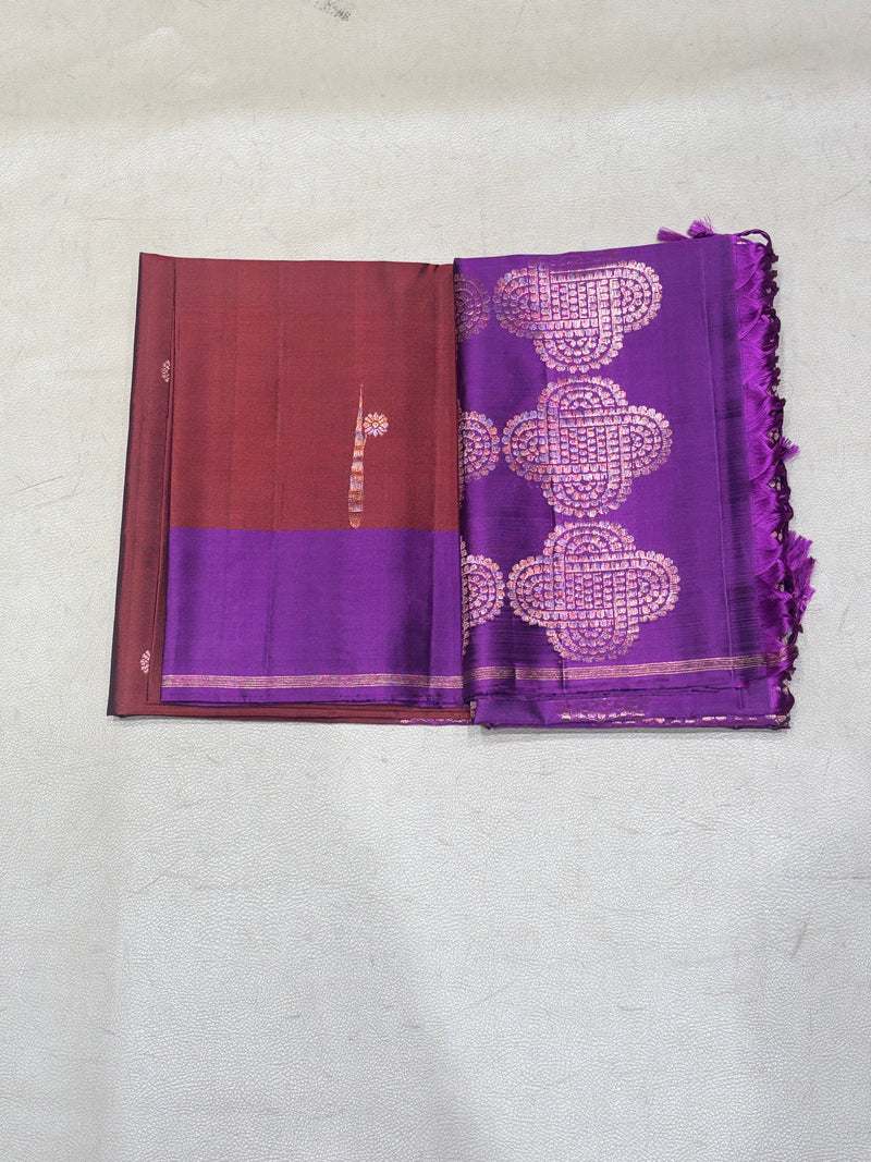 Hridya coffee brown handloom softsilk saree - Pure silk saree